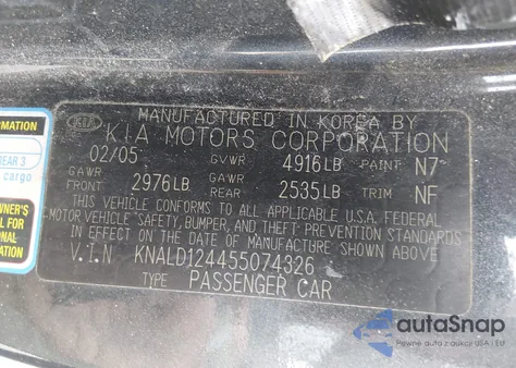 2005 Kia Amanti from USA, damaged, VIN KNALD124455074326